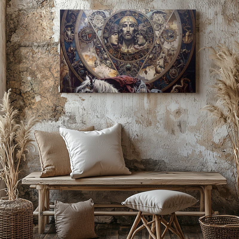 Toile, art médiéval et mystère, H 20 po x l 20 po
