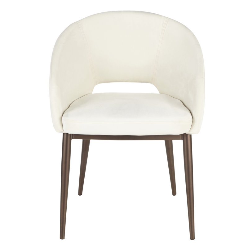 Evanoff 18.5'' H Upholstered Metal Side Chair, Cream, Copper