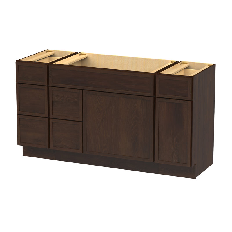 Base de meuble-lavabo simple 60 po seulement, Brun