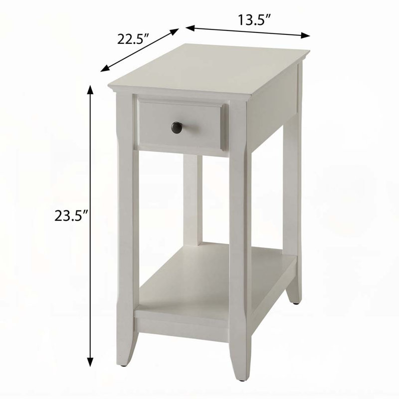 Table d'appoint blanche avec tablette inférieure, Blanc