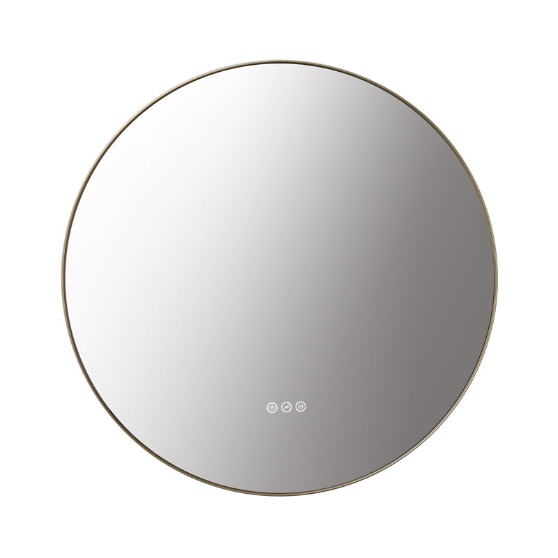 Shell LED Mirror, Gold, Round, 35.43" x 35.43"