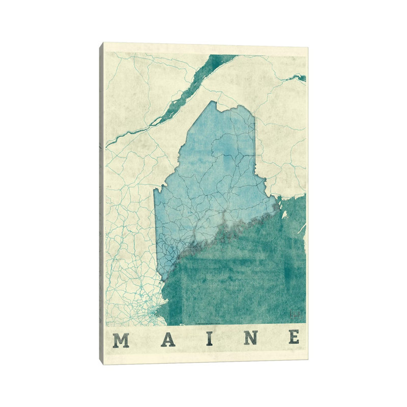 Maine Map by Hubert Roguski - Wrapped Canvas Print, 20.32 cm H x 30.48 cm W