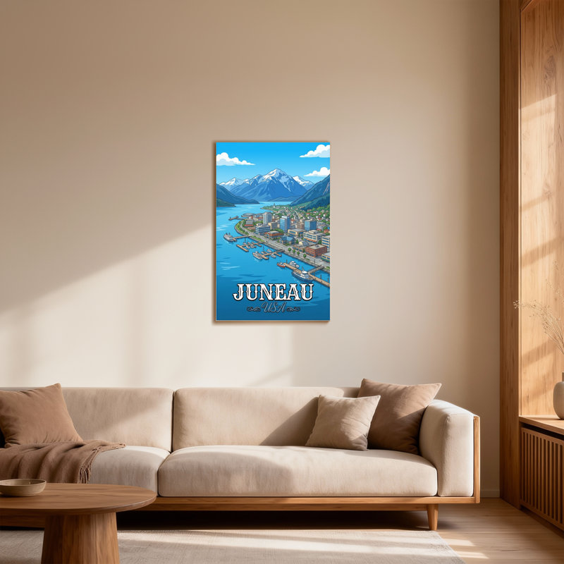 Paysages et paysages urbains Juneau avec montagnes et eau, H 30 po x l 20 po