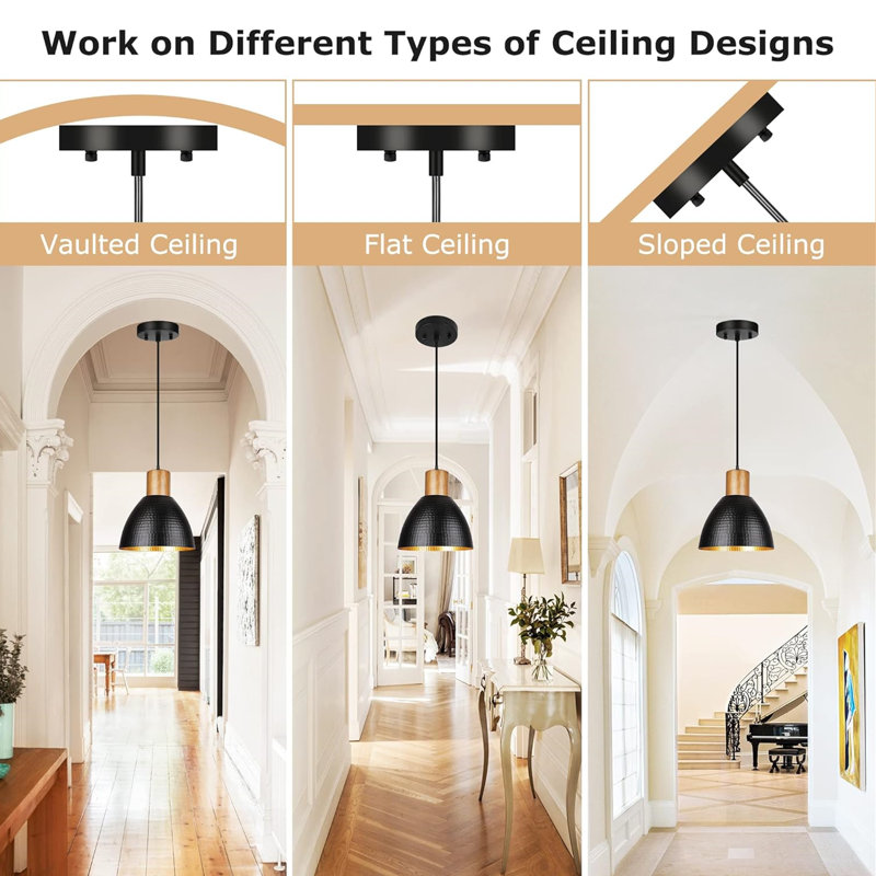 Luminaire suspendu simple 1 lumière or / noir mat Gulam