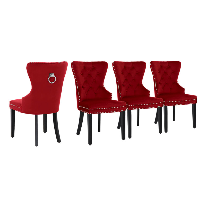 Kirsten 19.75'' H Tufted Velvet Upholstered Side Chair, Red