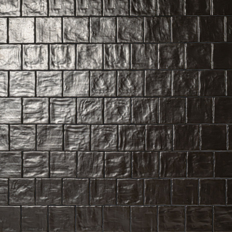 Rava Onyx 4 in. x 4 in. Zellige Look Satin Ceramic Wall Tile, Onyx