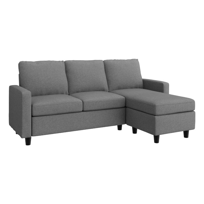 L-Shaped Reversible Sectional Upholstered Sofa Couch, Gray