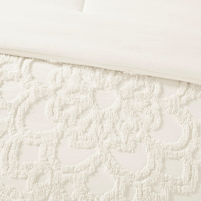Édredon 3 médaillons en chenille de coton pour une utilisation toutes saisons, Édredon très grand + 2 taies décoratives