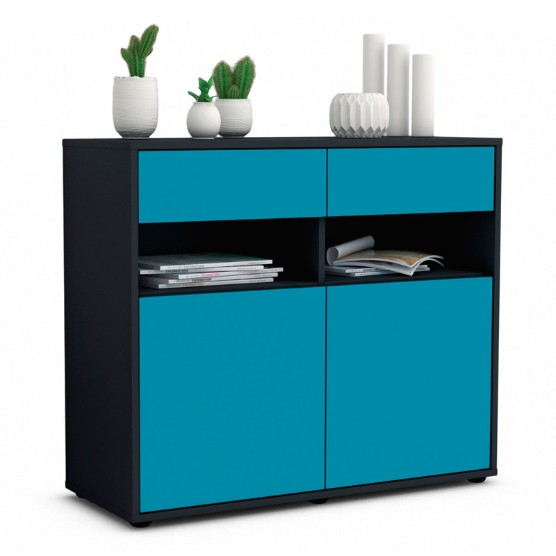 Portola 92cm Sideboard, Anthracite/Turquoise