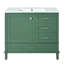 Meuble-lavabo moderne 36 po avec cadre en pin massif, 1 porte à fermeture douce et 3 tiroirs, armoire de rangement moderne