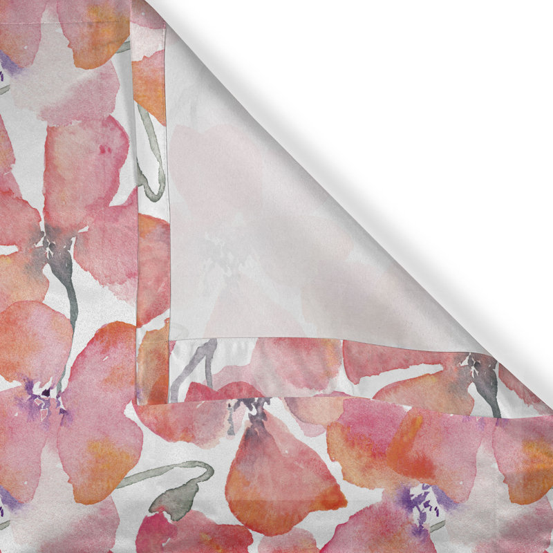 Red Barrel Studio® Poppy Pattern Grommet Curtain Art Watercolor Floral Dark Coral Pale Pink, 50" W x 108" L