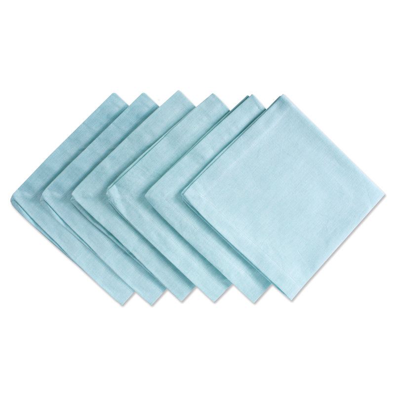 Kristina Cotton Square Napkin, Chambray Aqua