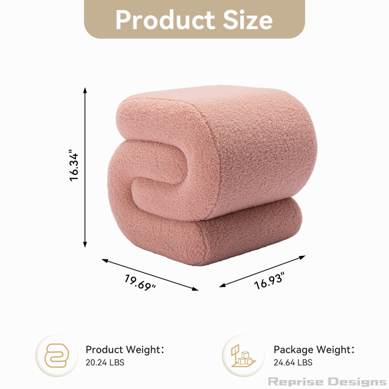 S-shape Ottoman Makeup Stool Footstool, Dark Pink