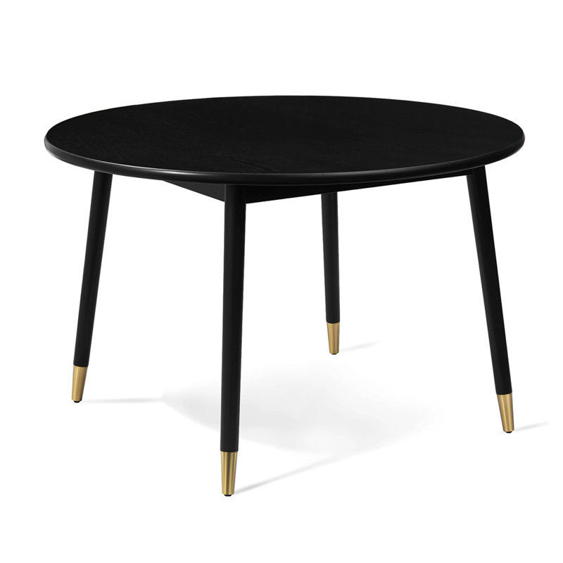 Doucoure Round Solid Wood Base Dining Table, Black
