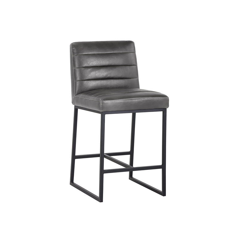 Spyros Upholstered Bar Stool, Gray, Counter Stool (26" Seat Height)