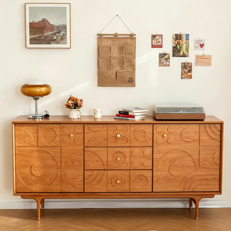 Geometric Carving Rounded Corner Buffet Table