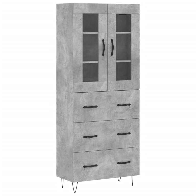Tetteh 2 Door Manufactured Wood Wardrobe, Concrete Grey