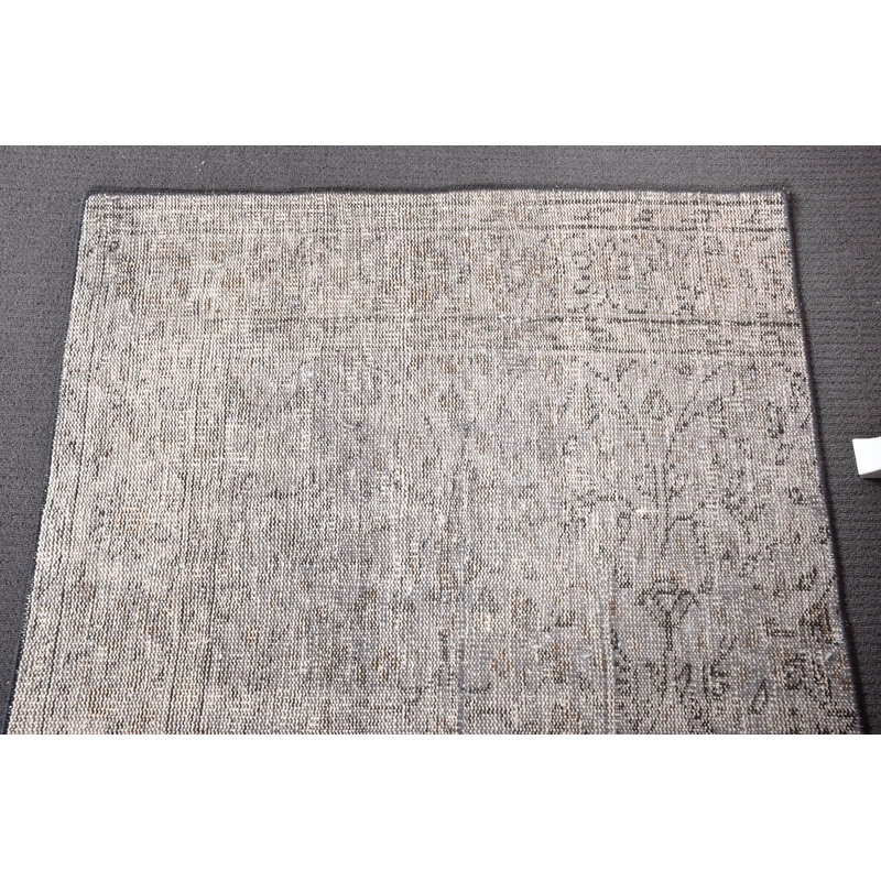 Vintage Patchwork Wool Rug, 35.4x59.4 Inch Gray Rug