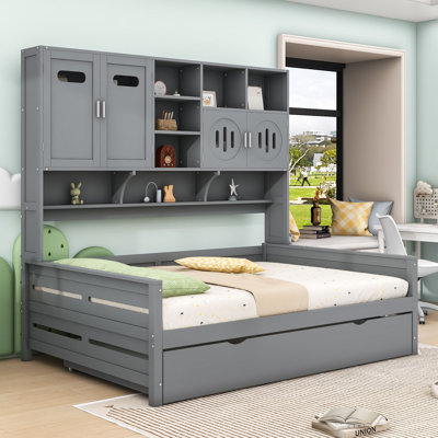 Talleyran Modern Wood Daybed with Trundle and Storage Shelves by Red Barrel Studio