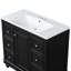 Meuble-lavabo contemporain noir - 36 po x 18 po x 34 po, 4 tiroirs et 1 porte d'armoire, rangement polyvalent, lavabo intégré en résine, tablettes réglables, cadre en bois massif avec panneau de fibres à densité moyenne
