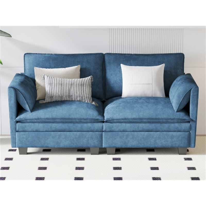 74.27"" Loveseat Sofa, Blue