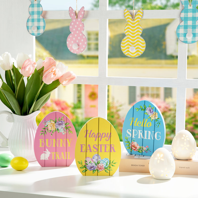 3 Piece Easter Egg Sign Set