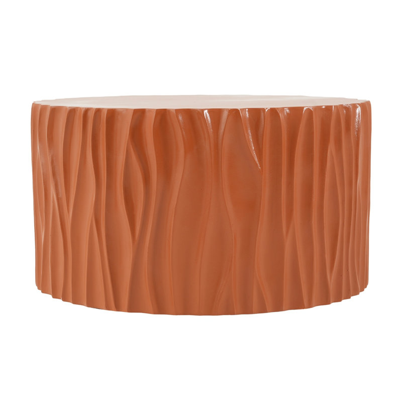 Table basse ronde MGO, table d'appoint cylindrique texturée ondulée, pré-assemblée sans KD, capacité de poids de 66 lb, table d'appoint multi-usage intérieure et extérieure pour le jardin du salon