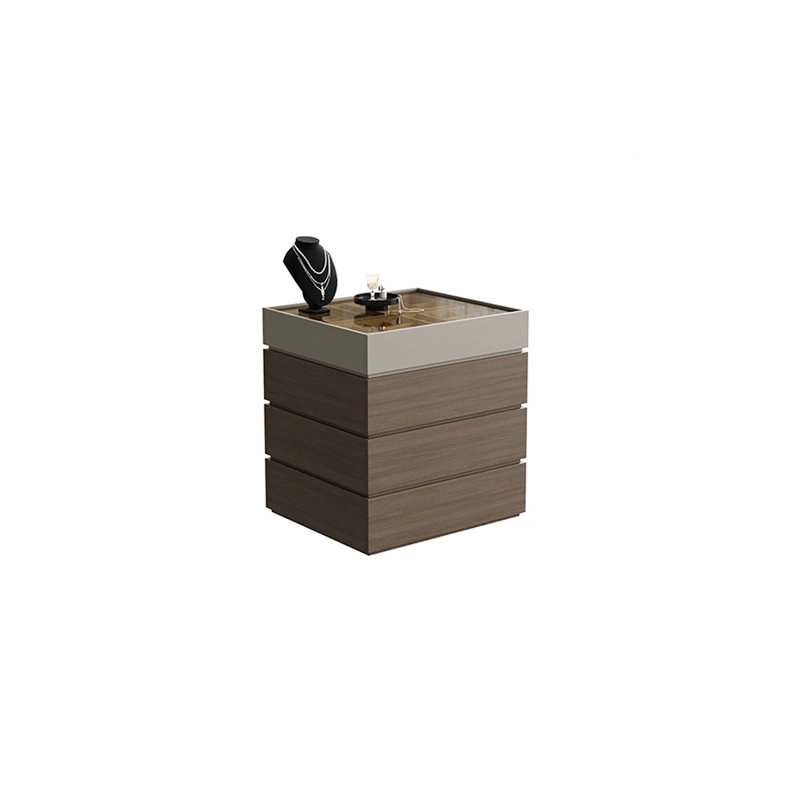 Simple Jewelry Storage Dresser Drawers Cabinet, Walnut/Khaki