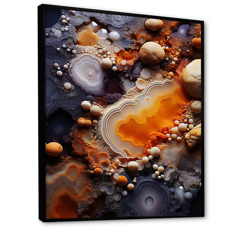 Pierre améthyste orange spirituelle, Cadre flottant noir, H 20 po x l 12 po x P 1 po
