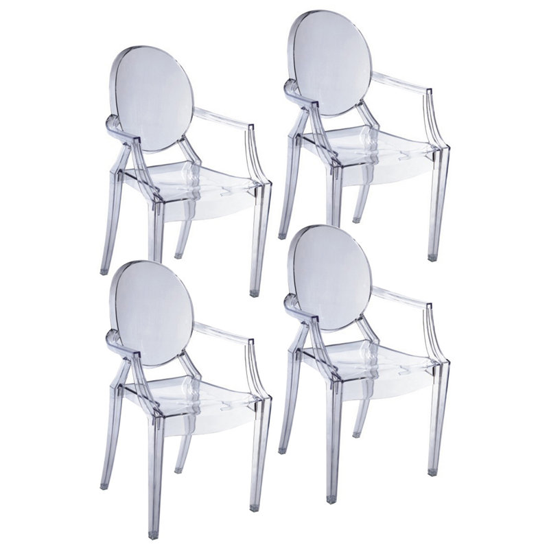 Fauteuils de salle à manger Nili, dossier de forme ovale, siège moulé, Transparent