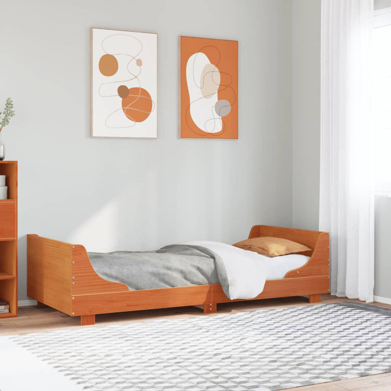 Solid Wood Bed Frame, Single (3'), Wax Brown
