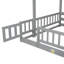 Lit simple superposé au dessus d'un lit double avec glissade, escalier de rangement et garde-corps de sécurité en bois de pin massif, gris-1140675387