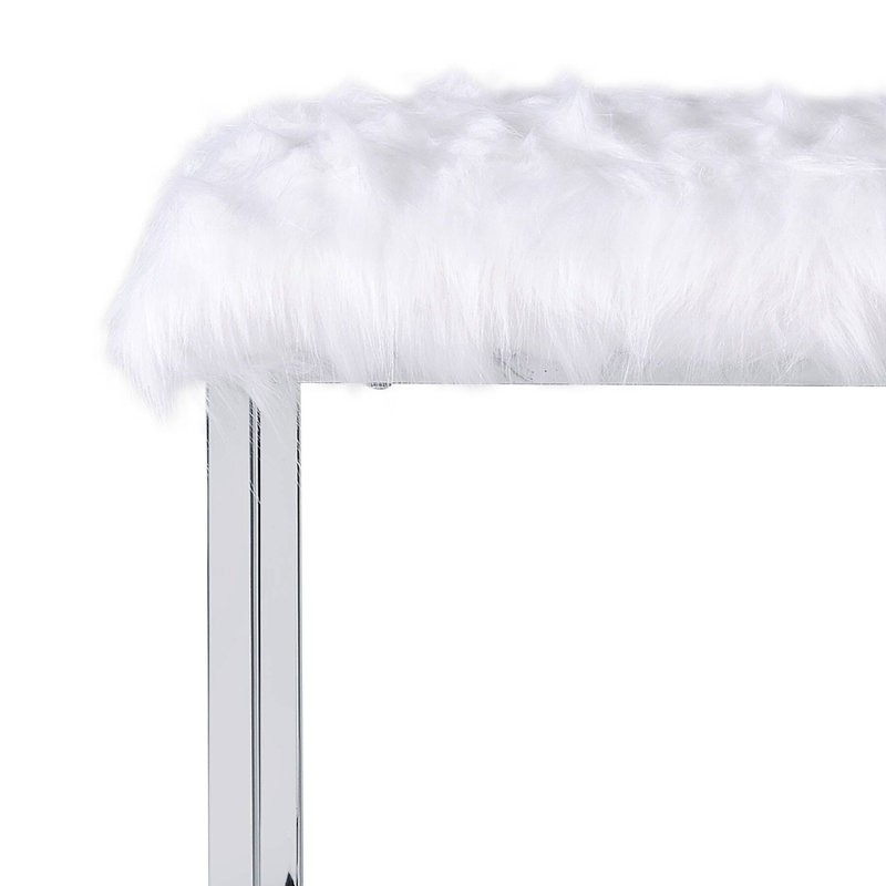 Vanity Desk with Mirror and Stool in Chrome