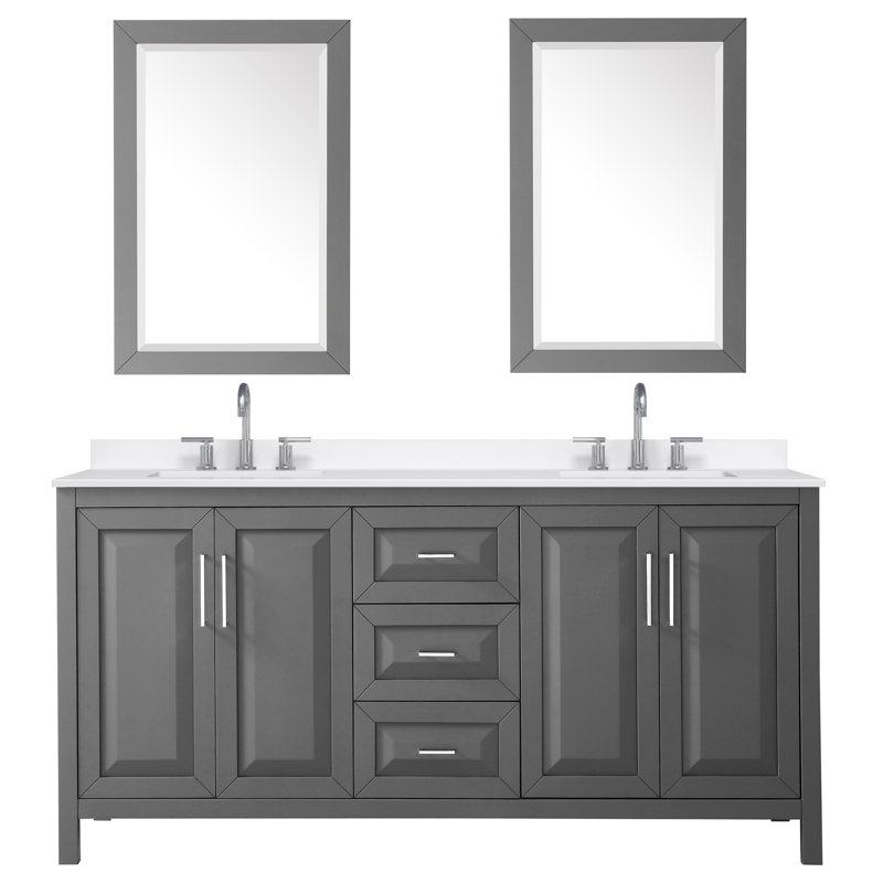 Daria 72'' W Vanity, Gray, Polished Chrome, Giotto Quartz