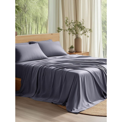 Draps de lit PureWoven 100 % rayonne de bambou, ensemble 4 pièces, literie douce et respirante