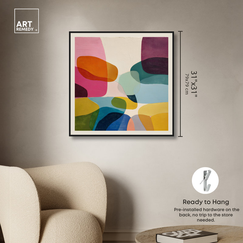 «River Stones IV», impression sur toile encadrée par Art Remedy, cadre noir, 30 x 30, 31"H x 31"W, Black Frame
