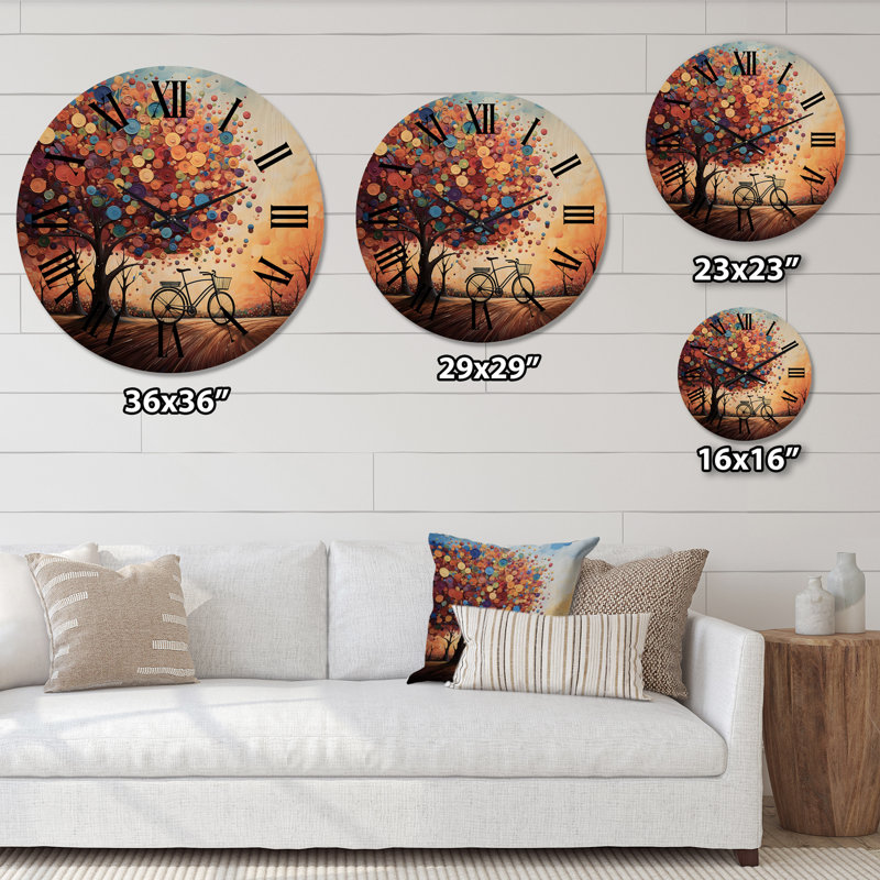 Horloge murale en bois massif Pearlena, Grand