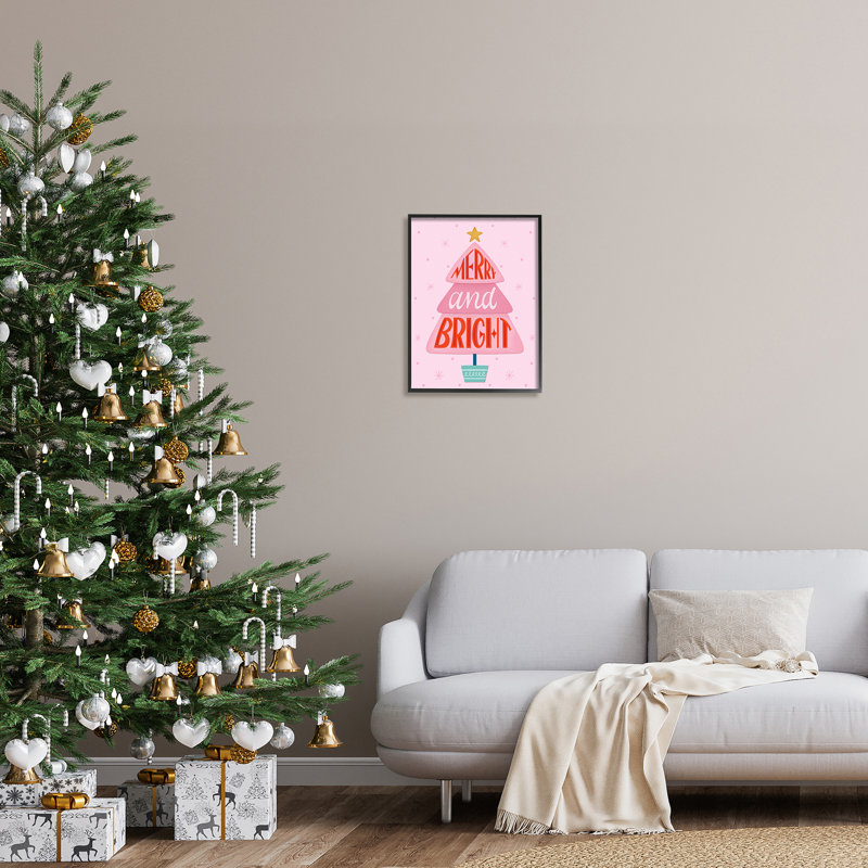 Merry & Bright, H 20 po x l 16 po x P 1,5 po, Giclée encadrée noir minuit