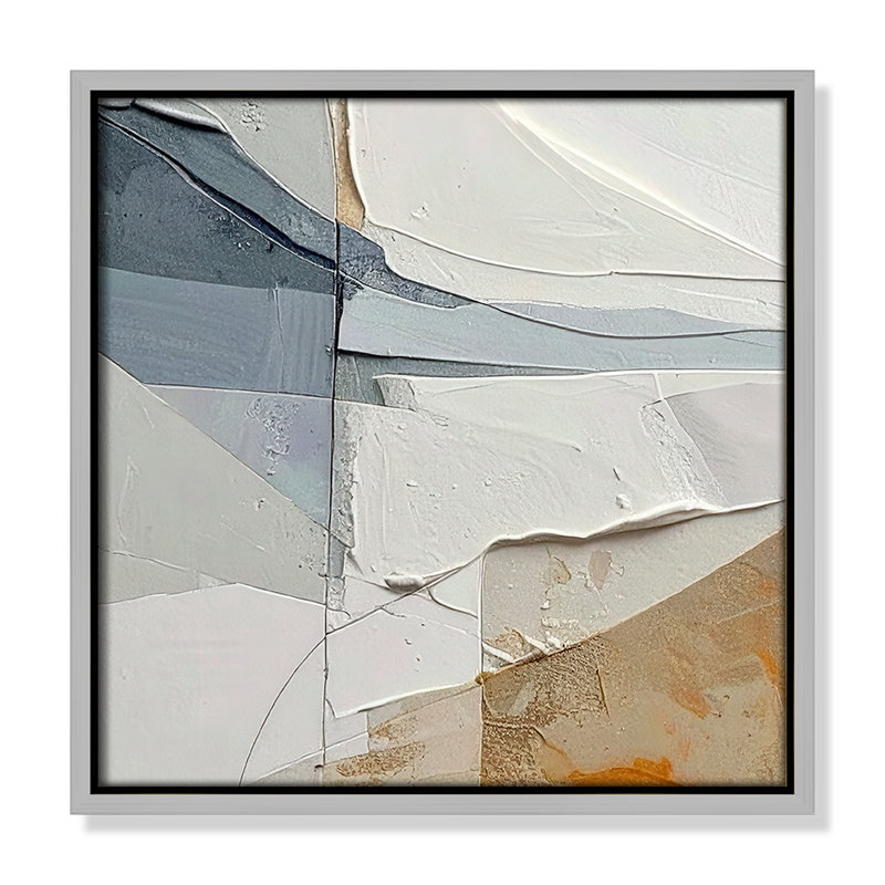 «Plastered IV» par Alonza Saunders, 13.5'' W x 13.5'' H, Framed Canvas, Silver Floater