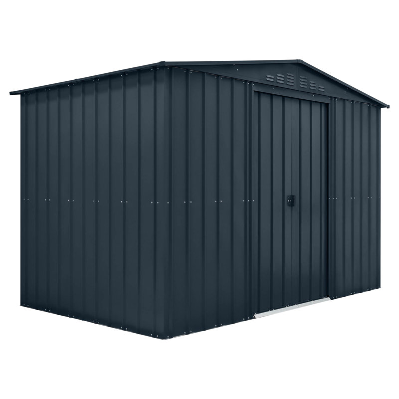 Globel 10 X 6 Apex Grey Metal Shed, Grey