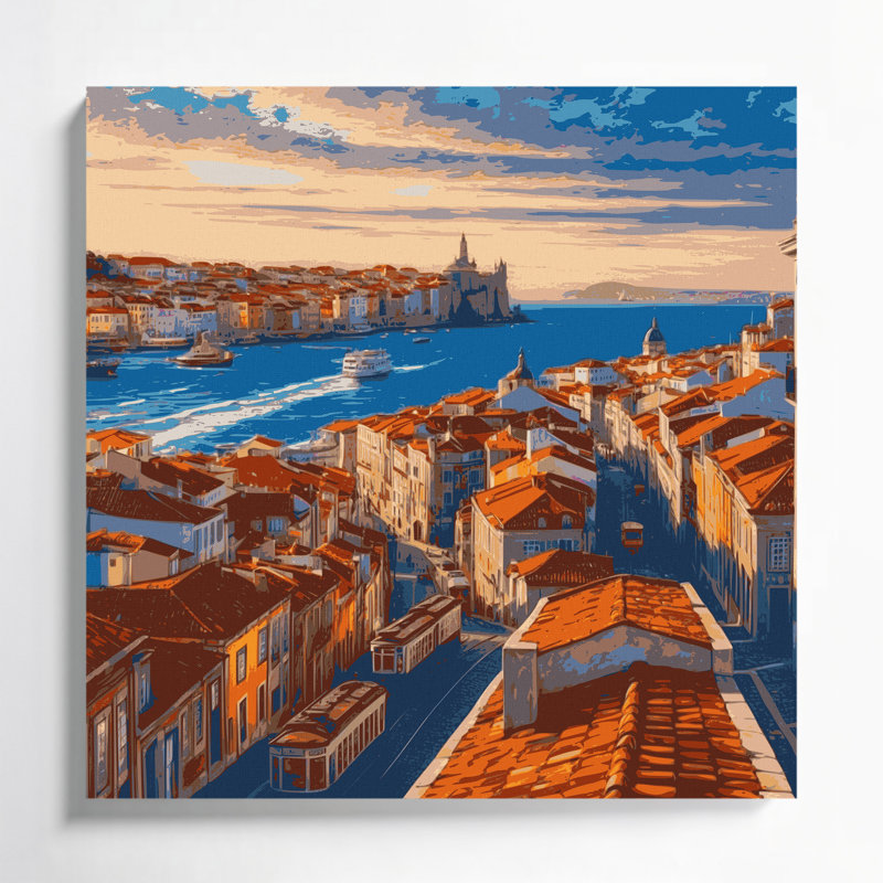 Art urbain sur toile, "Lisbon", Portugal, H 16 po x l 16 po