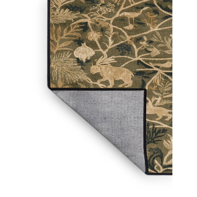 Machine Washable Nature Brown Area Rug, Square 5'