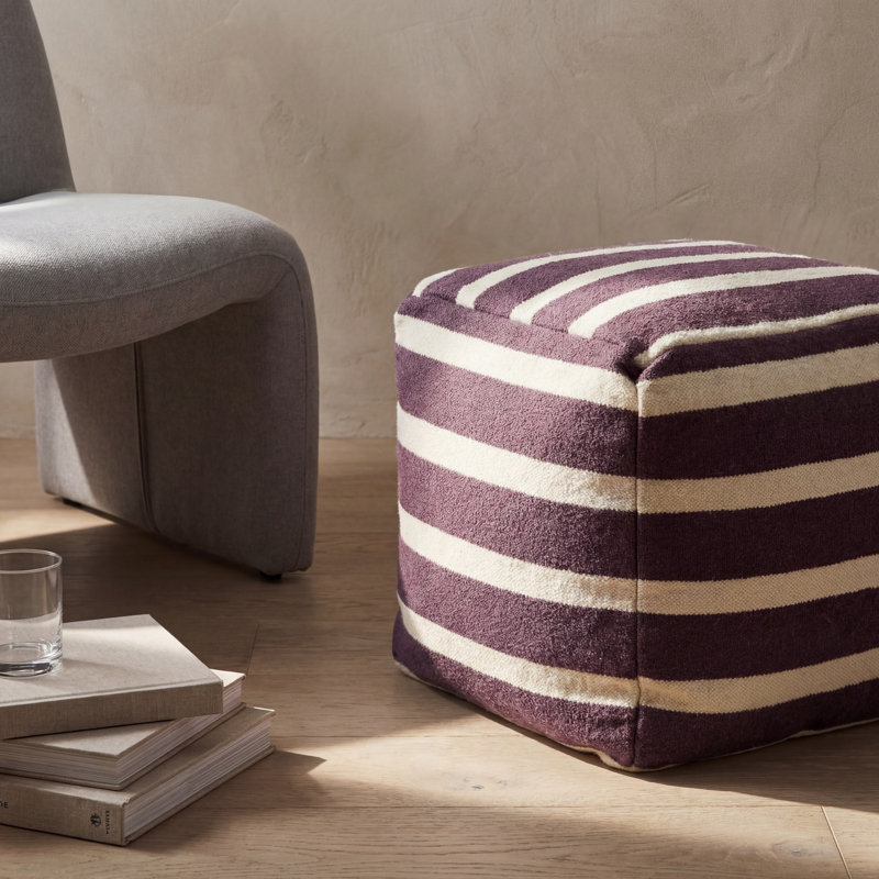 Mccormick Upholstered Pouf, Prune Purple