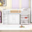 Lit mezzanine simple en bois avec bureau coulissant, armoire de rangement sous le lit, tablette latérale et tiroirs-93168232