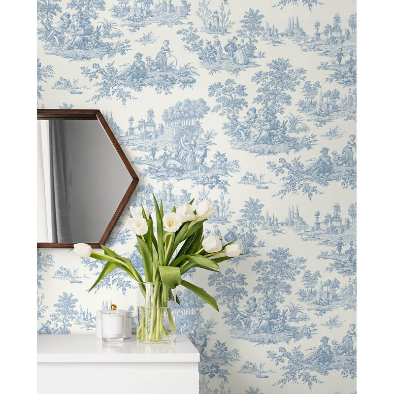 Blue Bell Chateau Toile Prepasted Wallpaper