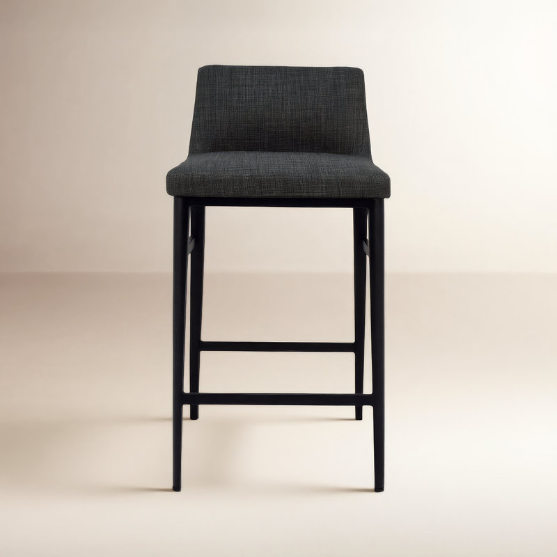 Baron Upholstered Stool with Metal Frame, Counter Stool (25.5” Seat Height), Charcoal