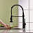 Commercial Black Kitchen Faucet With Pull Down Sprayer, Single Handle Single Lever Kitchen Sink Faucet-118388315