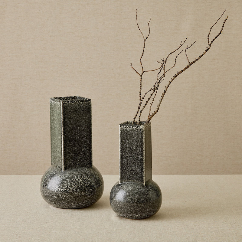 Crocus Vase-Reactive Black-Lg, Black, 16" H x 8.75" W x 8.75 D