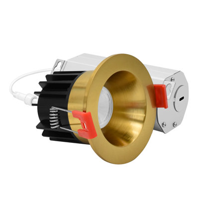 Luxrite 2 po Lumière DEL canless à DEL avec garniture ronde interchangeable en laiton, 5CCT, CRI90, 8W, 600LM, faisceau 38 °, à intensité variable, 120V, homologué ETL