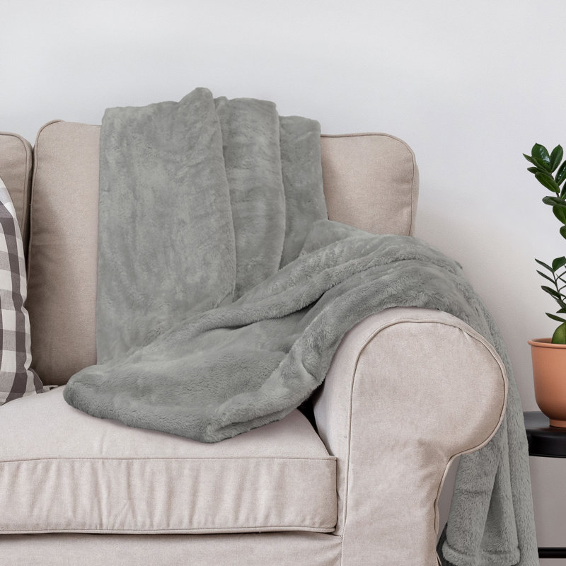 Jeté en molleton doux et moelleux, couverture chaude et épaisse douillette pour canapé et lit, gris clair, jeté XL (60 po x 70 po)